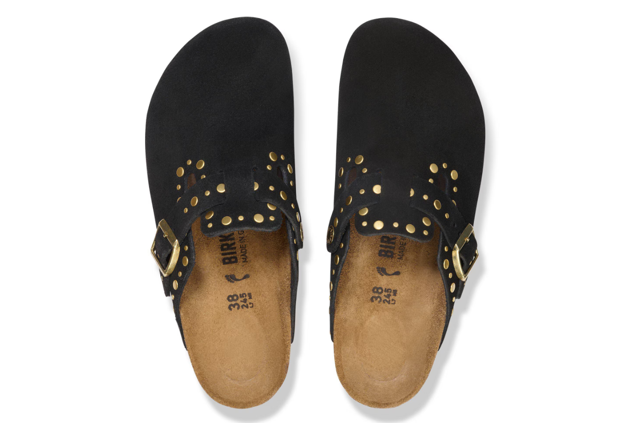 Birkenstock Boston Rivets Suede Leather Black