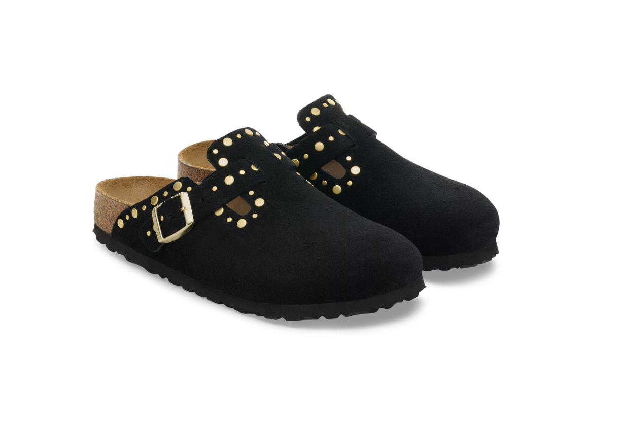 Birkenstock Boston Rivets Suede Leather Black