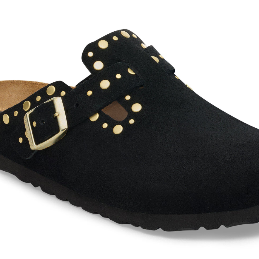 Birkenstock Boston Rivets Suede Leather Black