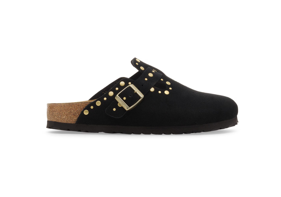 Birkenstock Boston Rivets Suede Leather Black