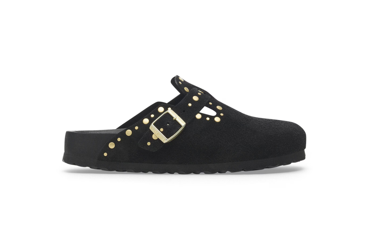 Birkenstock Boston Rivets Exquisite Suede Leather Black Clog