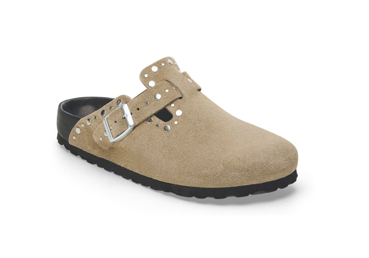 Birkenstock Boston Rivets Exquisite Suede Leather Taupe Clog
