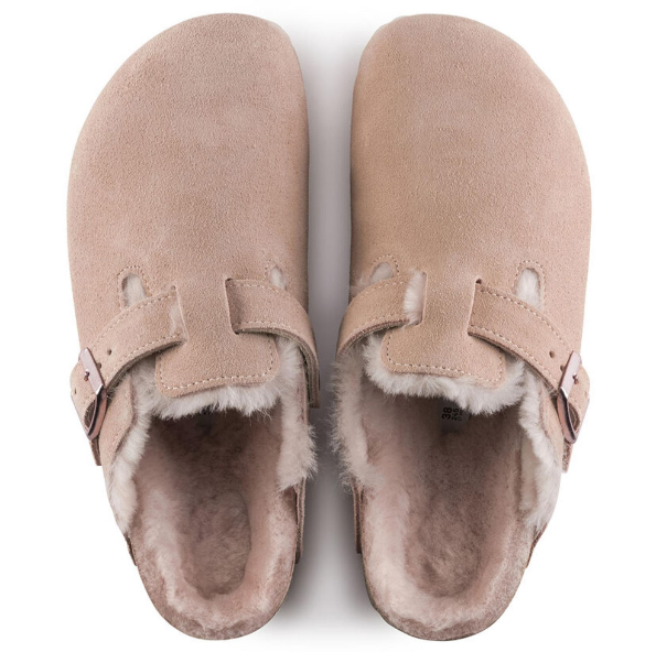 Birkenstock Boston Shearling Suede Leather Light Rose