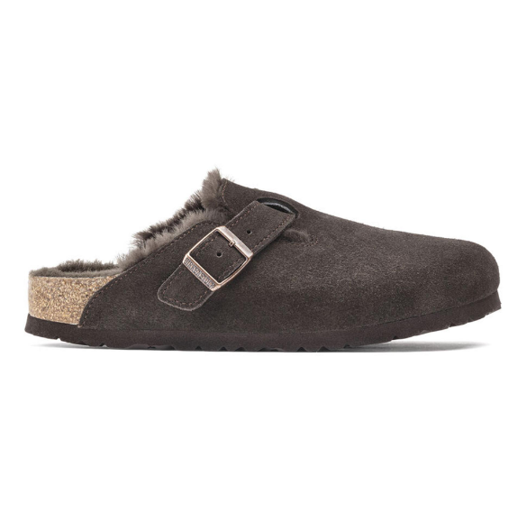 Birkenstock Boston Shearling Suede Leather Mocha Clogs