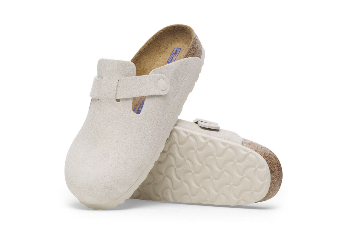 Birkenstock Boston Soft Footbed Suede Leather - White, Regular