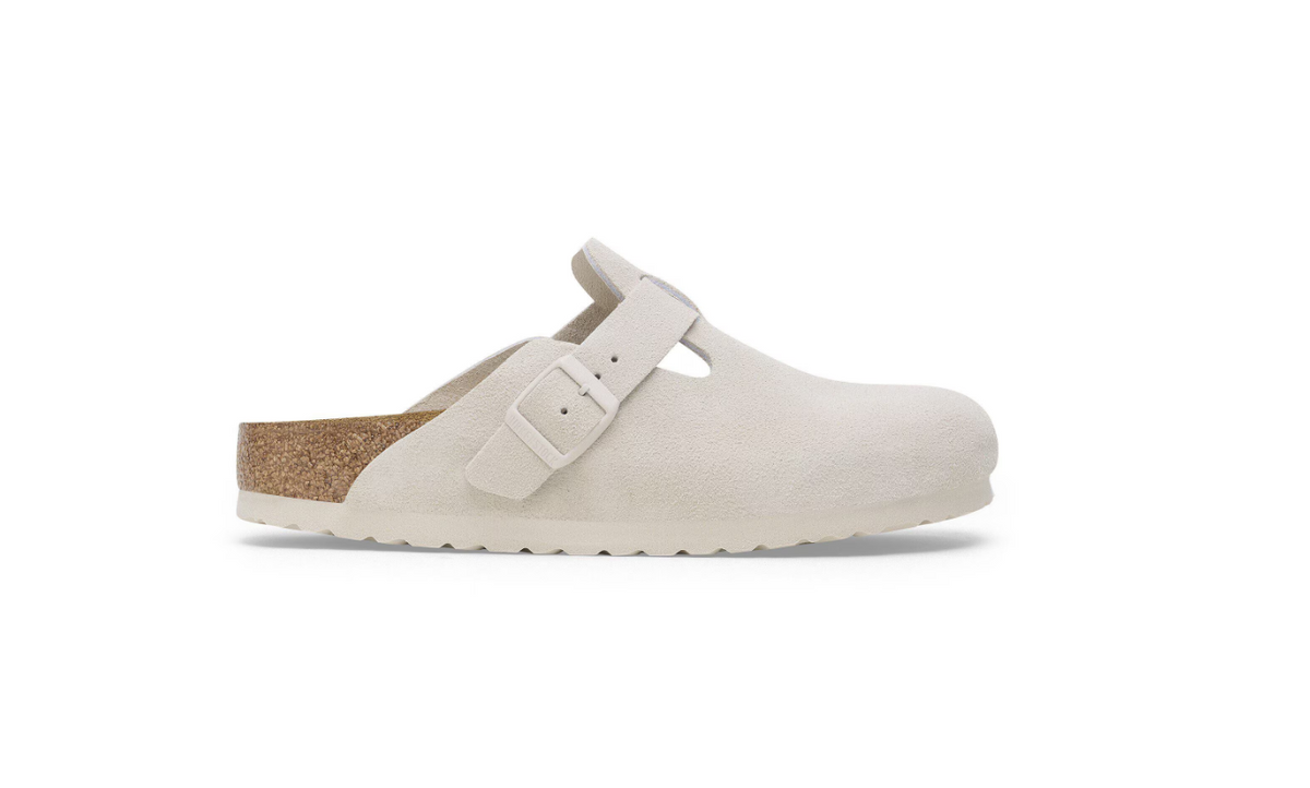 Birkenstock Boston Soft Footbed Suede Leather - White, Regular