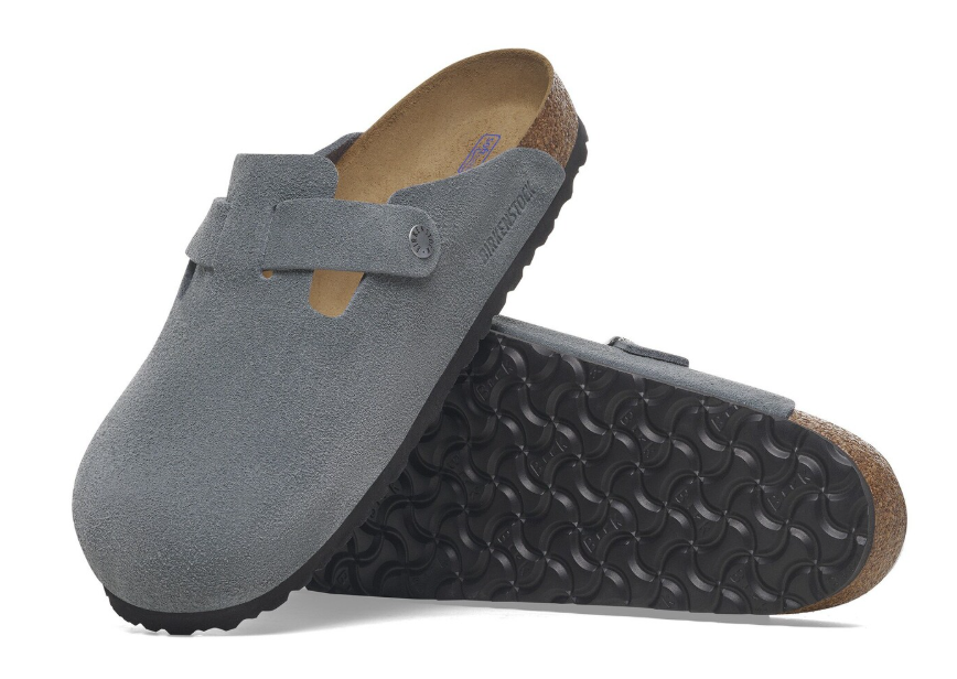 Birkenstock Boston Soft Footbed Suede Leather Basalt Gray