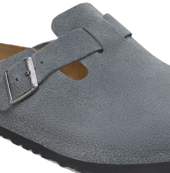 Birkenstock Boston Soft Footbed Suede Leather Basalt Gray