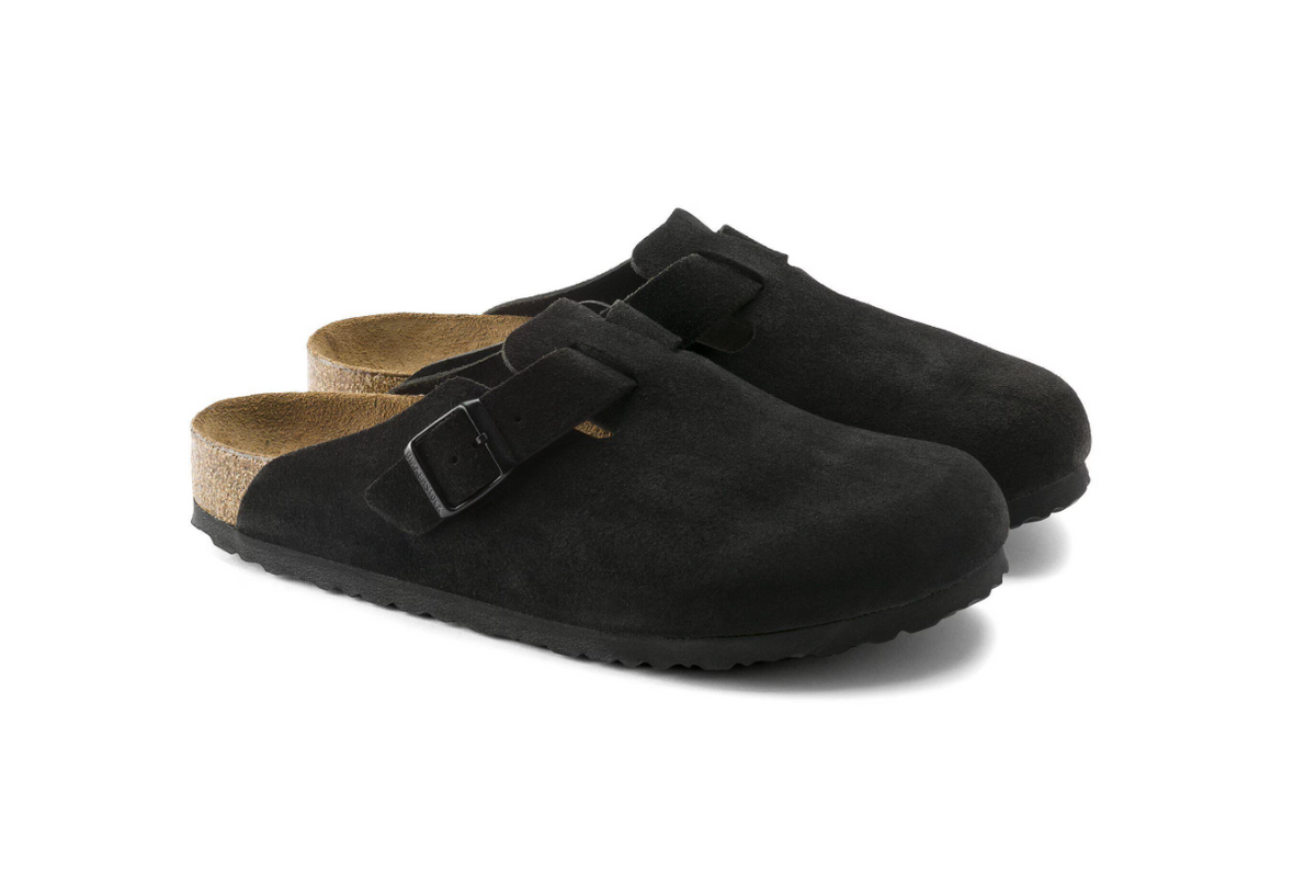 Birkenstock Boston Soft Footbed Suede Leather Black