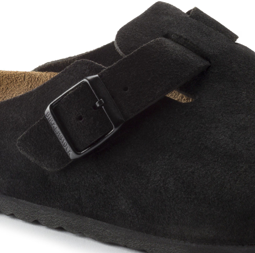 Birkenstock Boston Soft Footbed Suede Leather Black