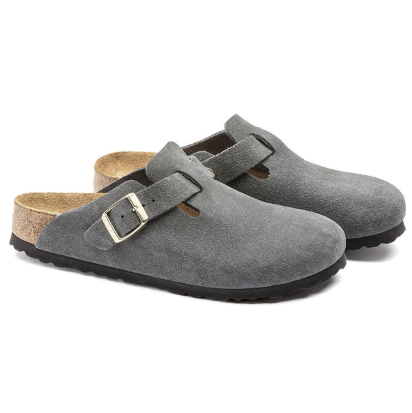 Birkenstock Boston Soft Footbed Suede Dark Grey