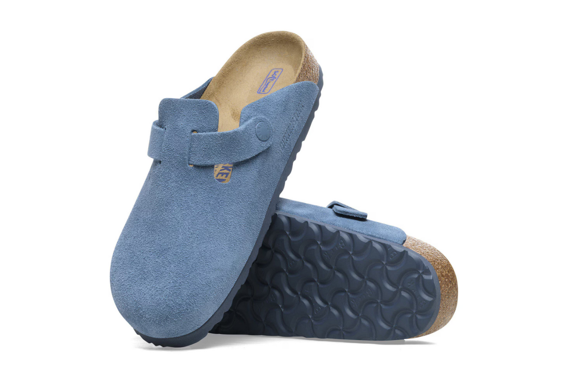 Birkenstock Boston Soft Footbed Suede Leather  - Blue, Regular