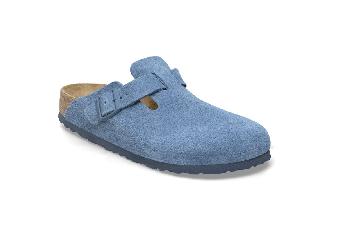 Birkenstock Boston Soft Footbed Suede Leather  - Blue, Regular