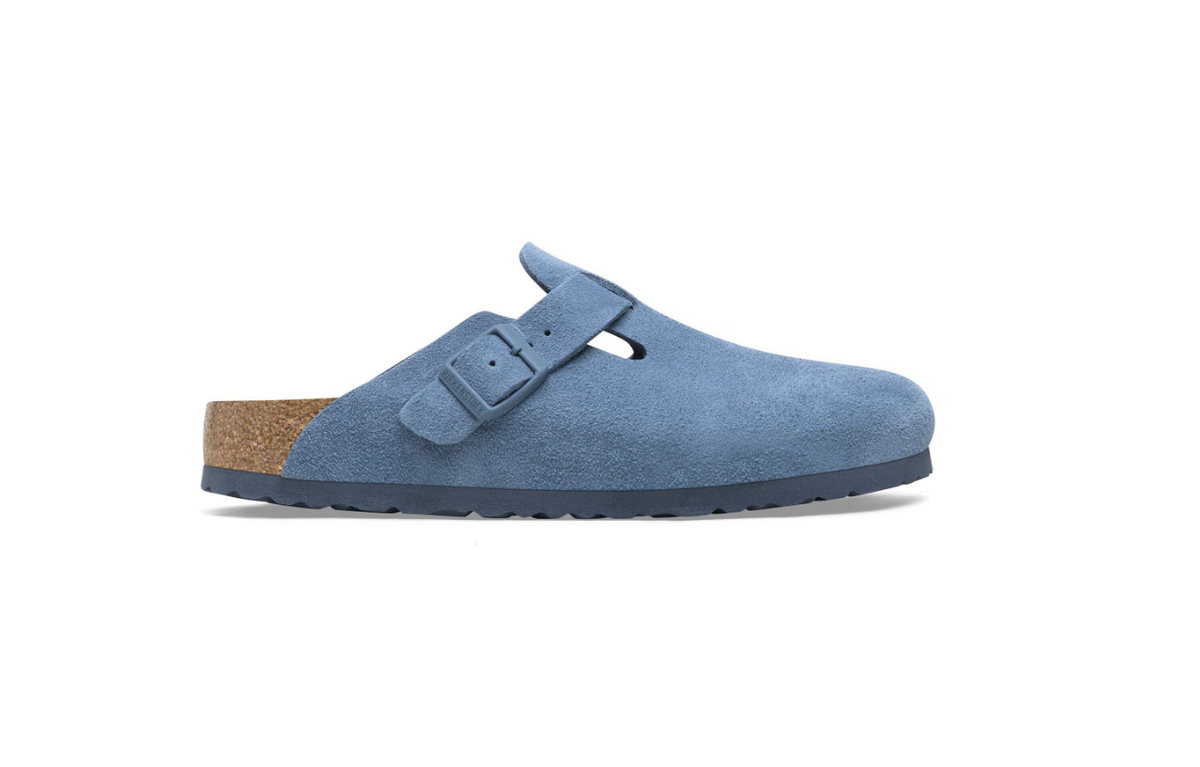 Birkenstock Boston Soft Footbed Suede Leather  - Blue, Regular