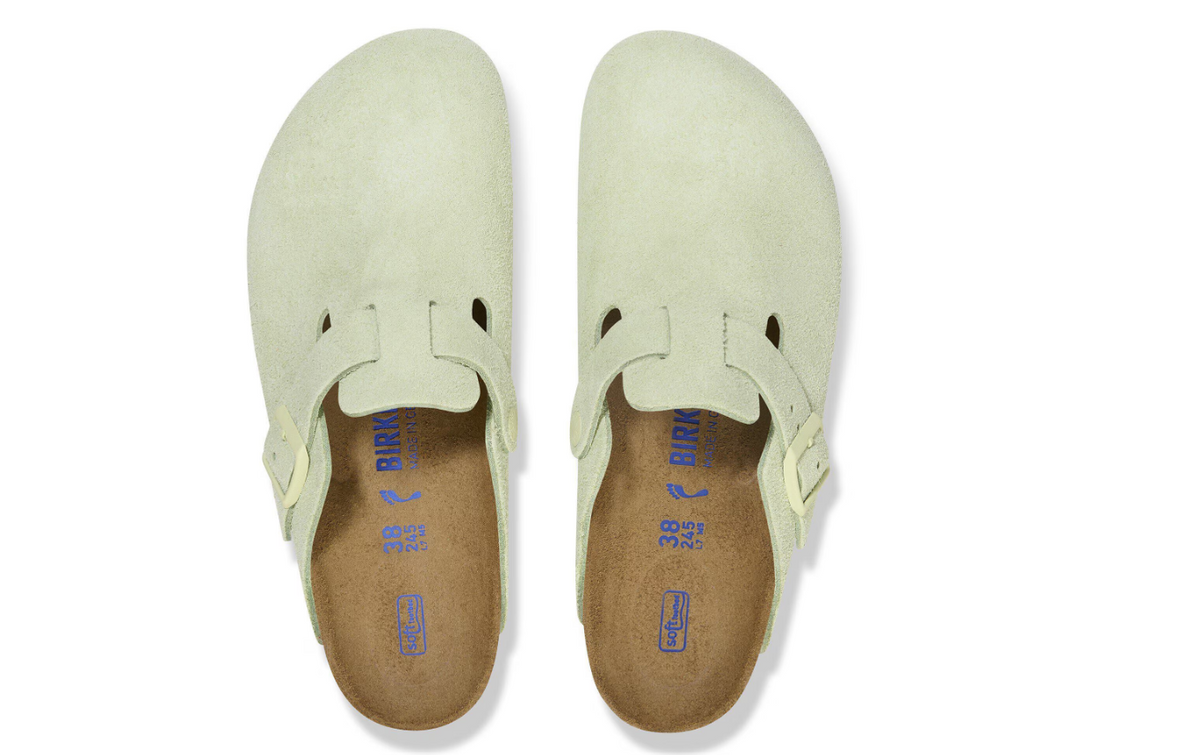 Birkenstock Boston Soft Footbed Suede Leather  - Lime, Regular