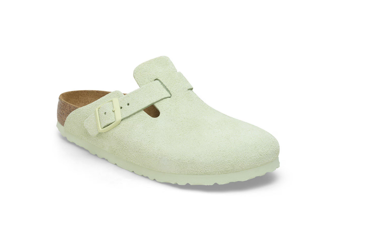 Birkenstock Boston Soft Footbed Suede Leather  - Lime, Regular