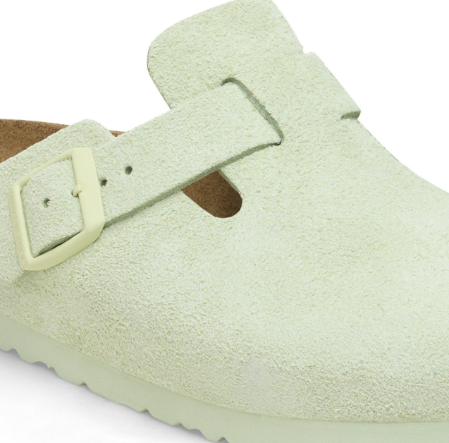 Birkenstock Boston Soft Footbed Suede Leather  - Lime, Regular