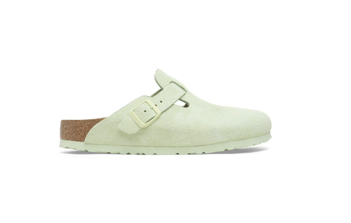 Birkenstock Boston Soft Footbed Suede Leather  - Lime, Regular