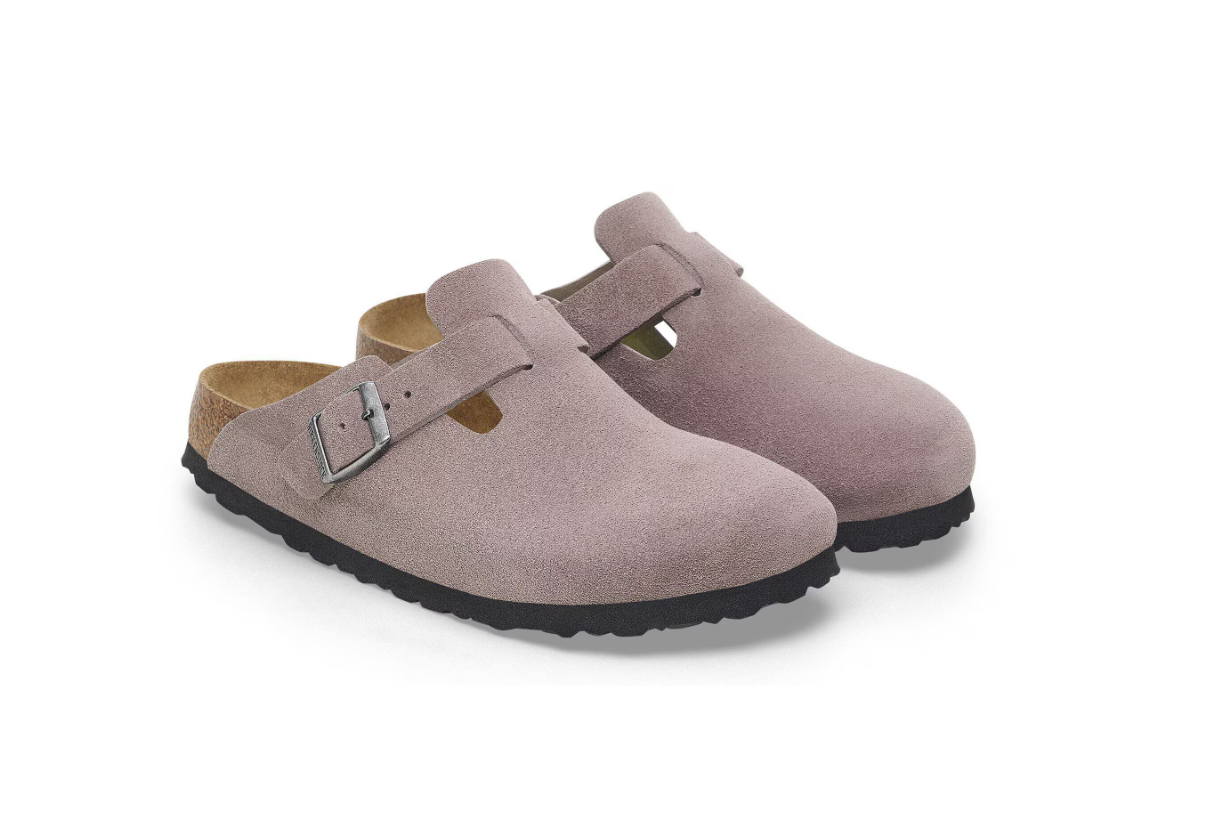 Birkenstock Boston Soft Footbed Suede Leather Faded Purple