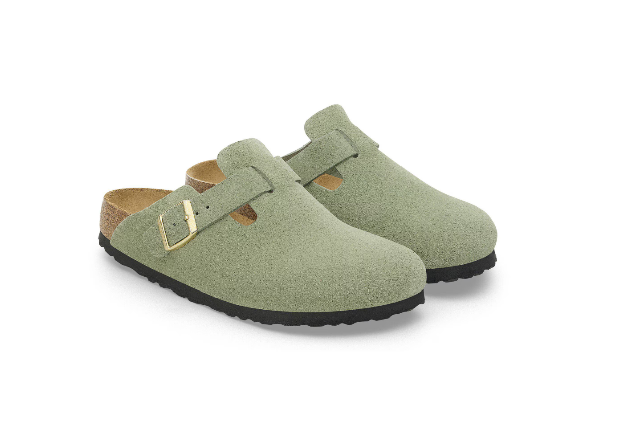 Birkenstock Boston Soft Footbed Suede Leather Green Tea