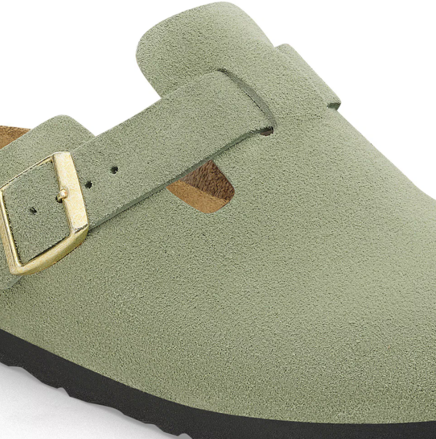 Birkenstock Boston Soft Footbed Suede Leather Green Tea