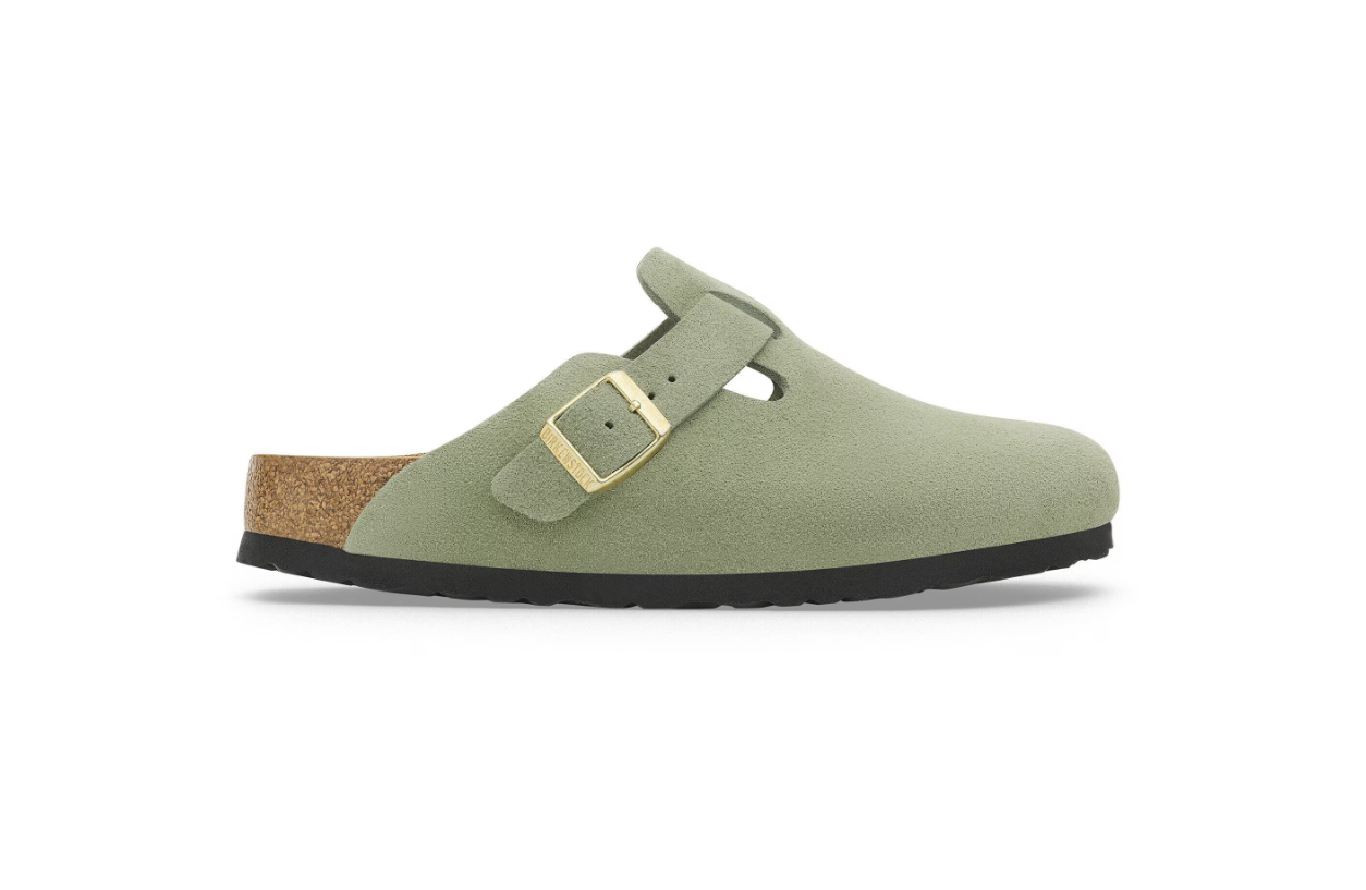Birkenstock Boston Soft Footbed Suede Leather Green Tea