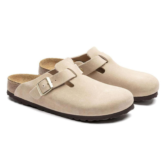 Birkenstock Boston Soft Footbed Suede Leather Nude