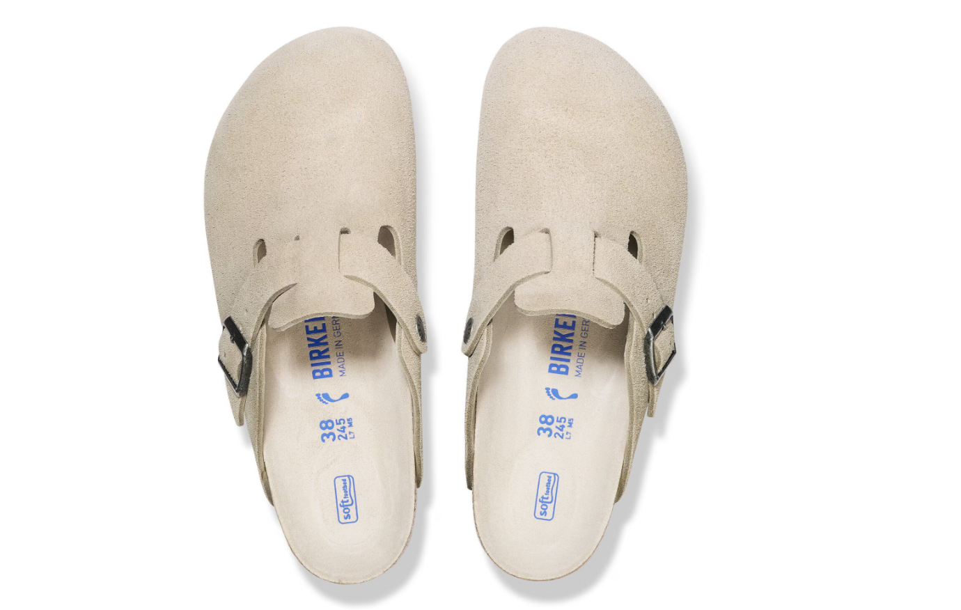 Birkenstock Boston Soft Footbed Suede Leather Oyster Tonal