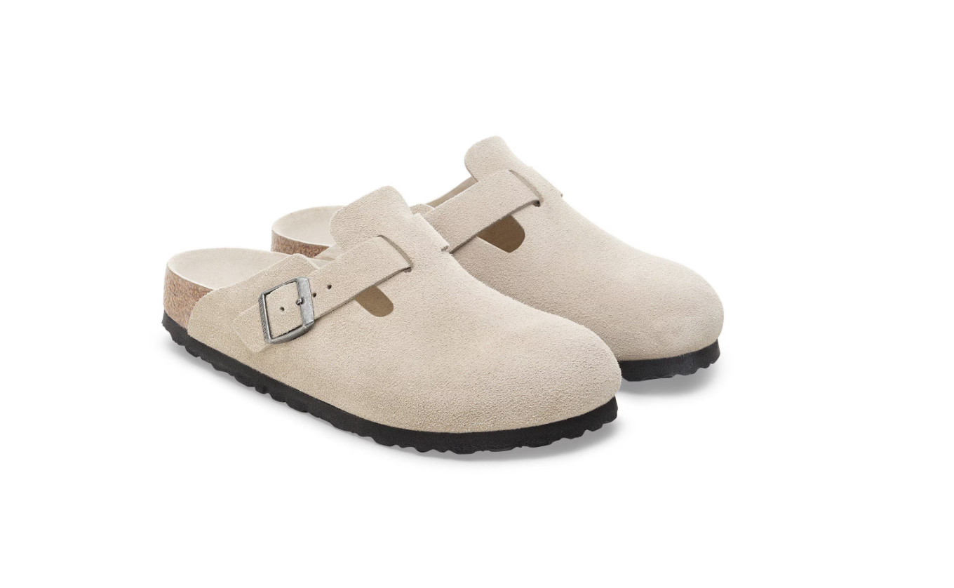 Birkenstock Boston Soft Footbed Suede Leather Oyster Tonal