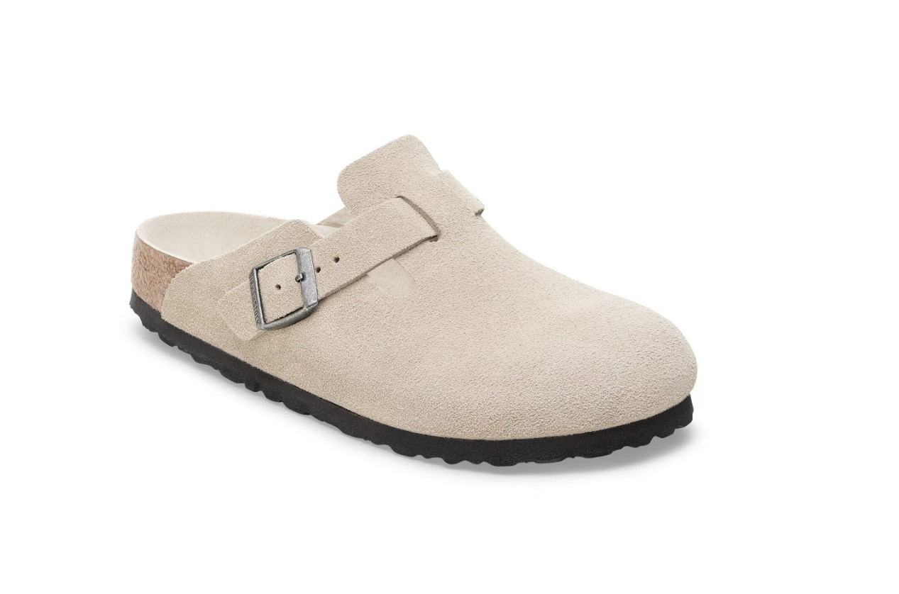 Birkenstock Boston Soft Footbed Suede Leather Oyster Tonal