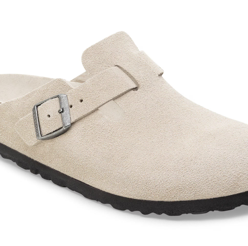 Birkenstock Boston Soft Footbed Suede Leather Oyster Tonal