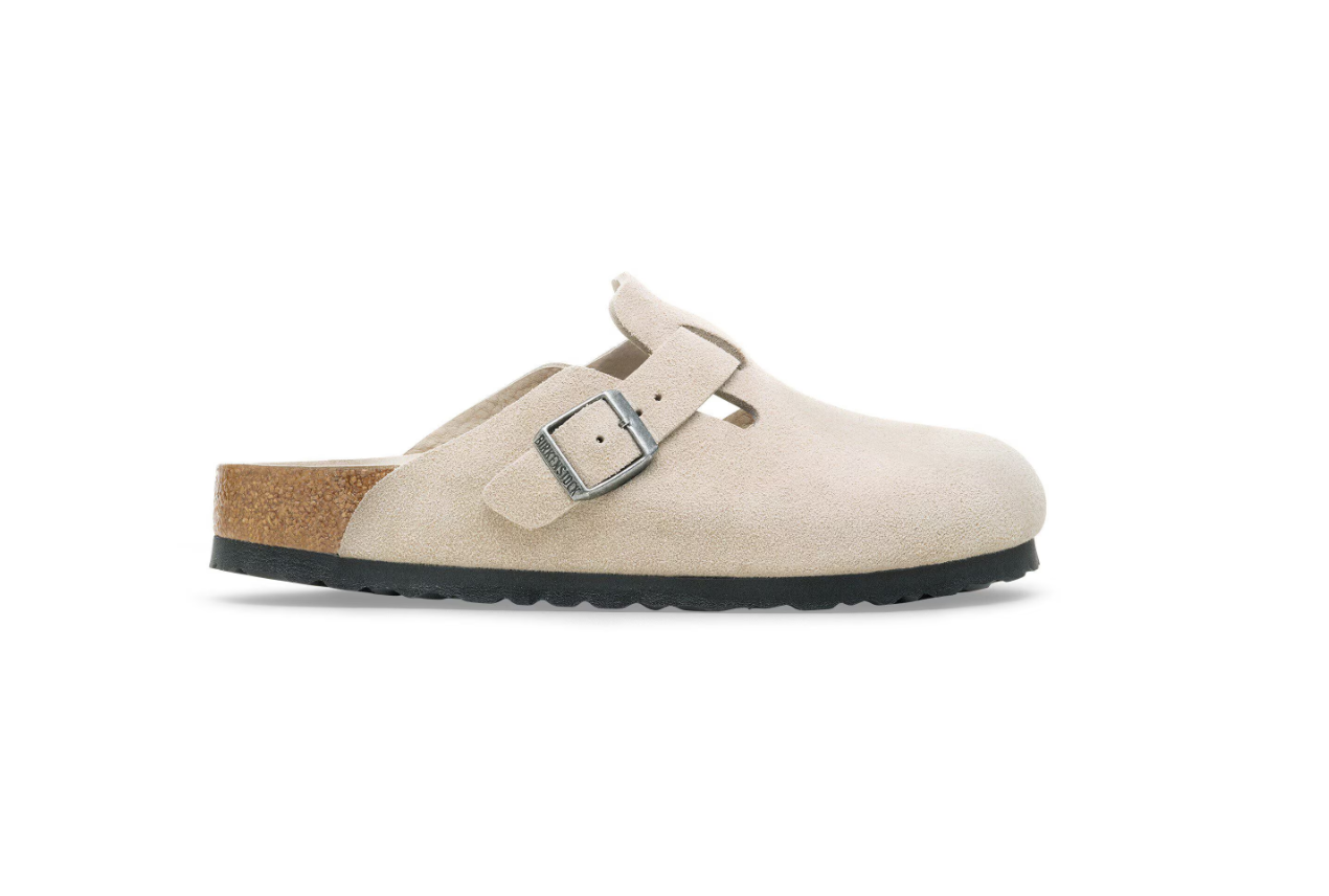 Birkenstock Boston Soft Footbed Suede Leather Oyster Tonal
