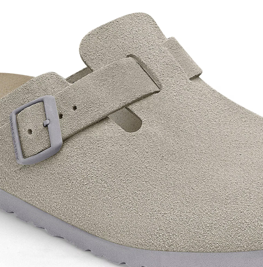Birkenstock Boston Soft Footbed Suede Leather Stone Coin