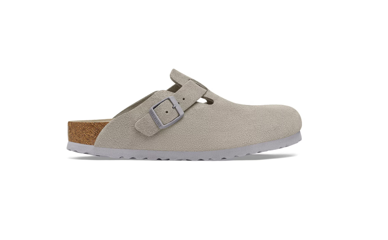 Birkenstock Boston Soft Footbed Suede Leather Stone Coin