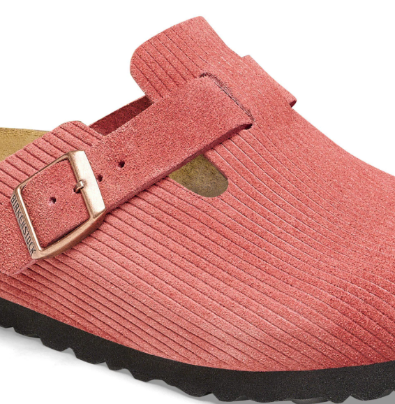 Birkenstock Boston Suede Embossed Corduroy Sienna Red