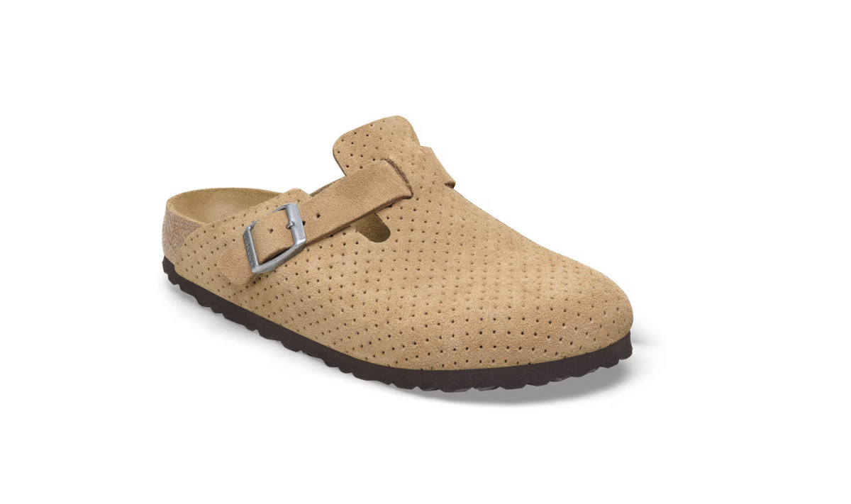 Birkenstock Boston Suede Embossed Dotted  - Beige, Narrow