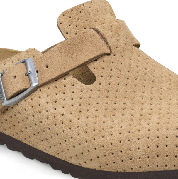 Birkenstock Boston Suede Embossed Dotted  - Beige, Narrow