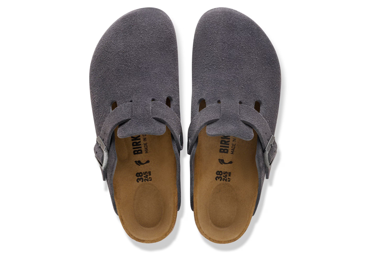 Birkenstock Boston Suede Leather Clog Charcoal