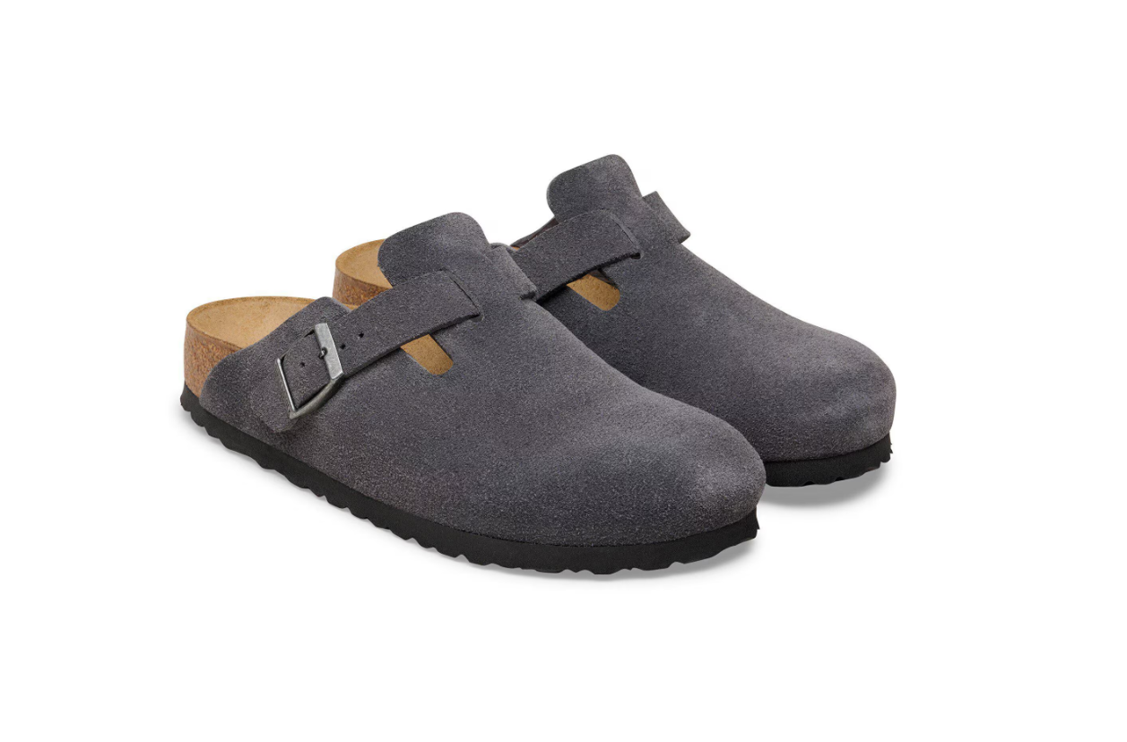 Birkenstock Boston Suede Leather Clog Charcoal