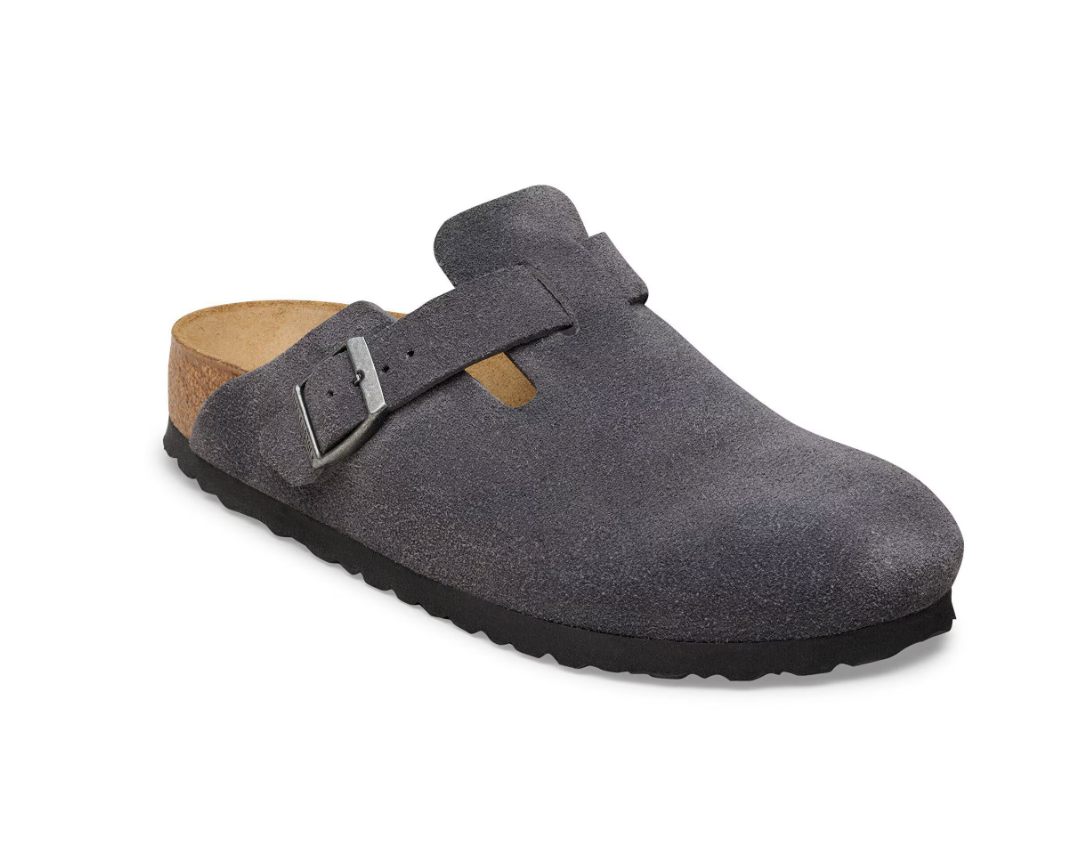 Birkenstock Boston Suede Leather Clog Charcoal