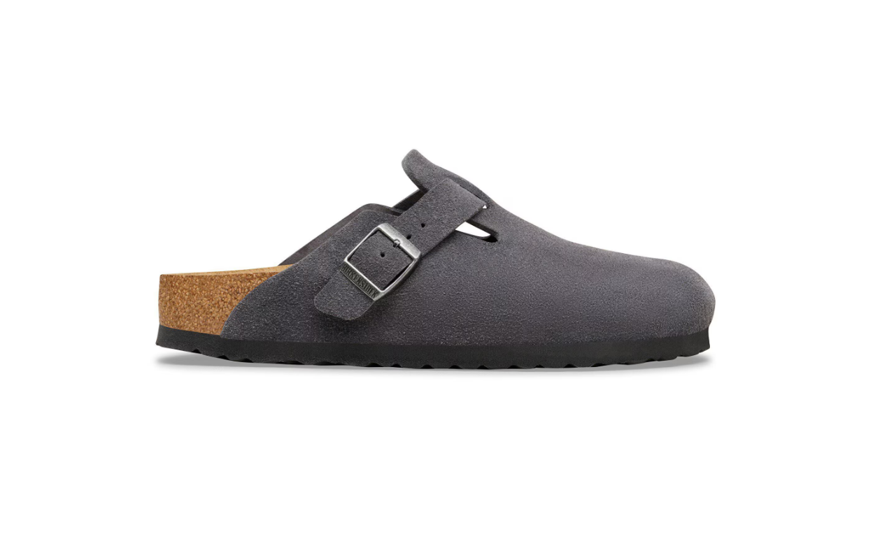 Birkenstock Boston Suede Leather Clog Charcoal