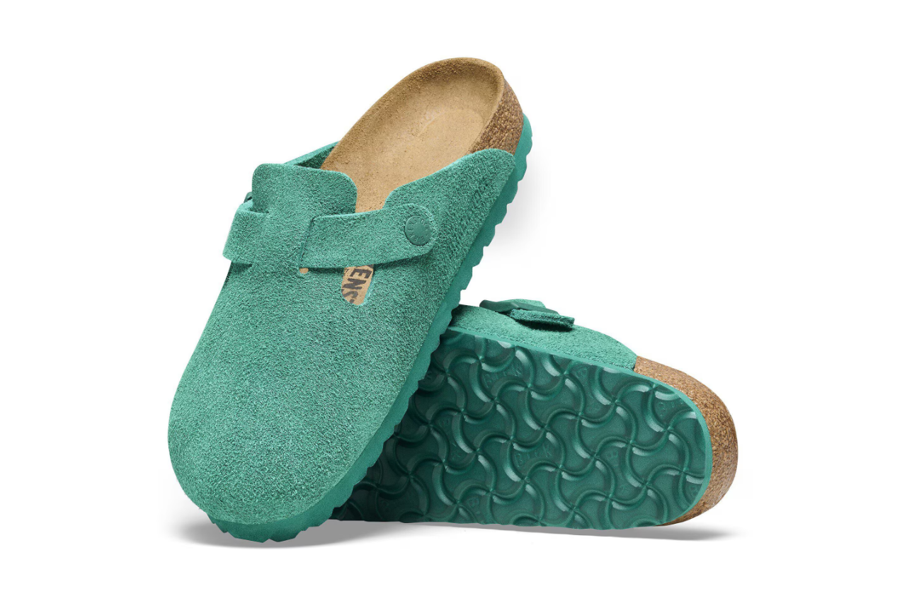Birkenstock Boston Suede Leather Digital Green
