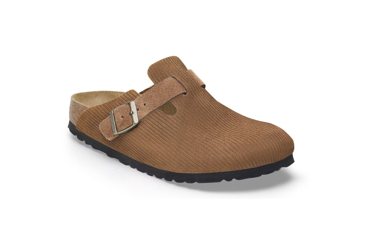 Birkenstock Boston Suede Leather Embossed Corduroy Dark Tea