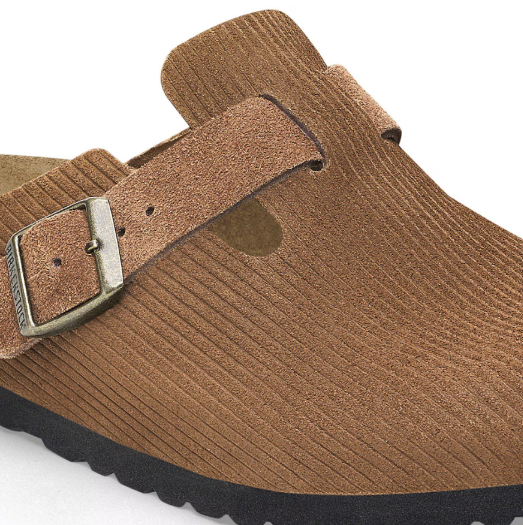 Birkenstock Boston Suede Leather Embossed Corduroy Dark Tea