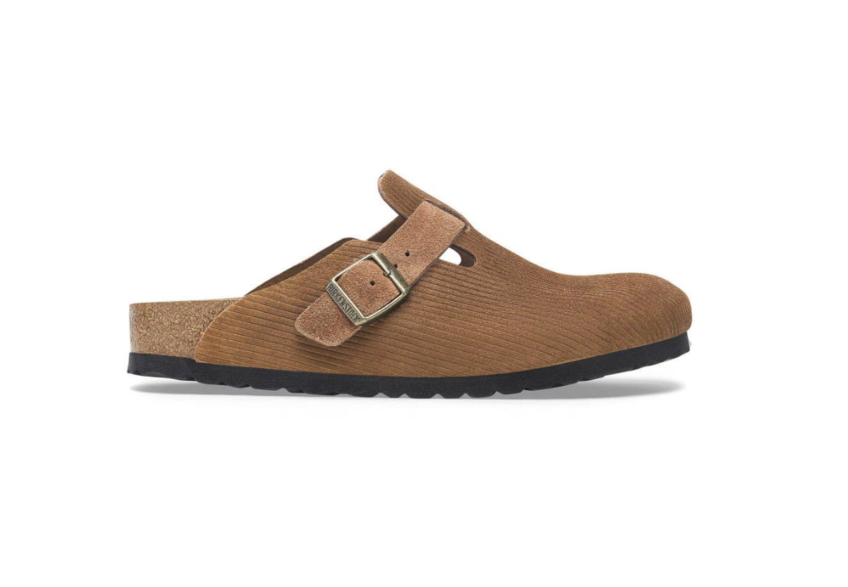 Birkenstock Boston Suede Leather Embossed Corduroy Dark Tea
