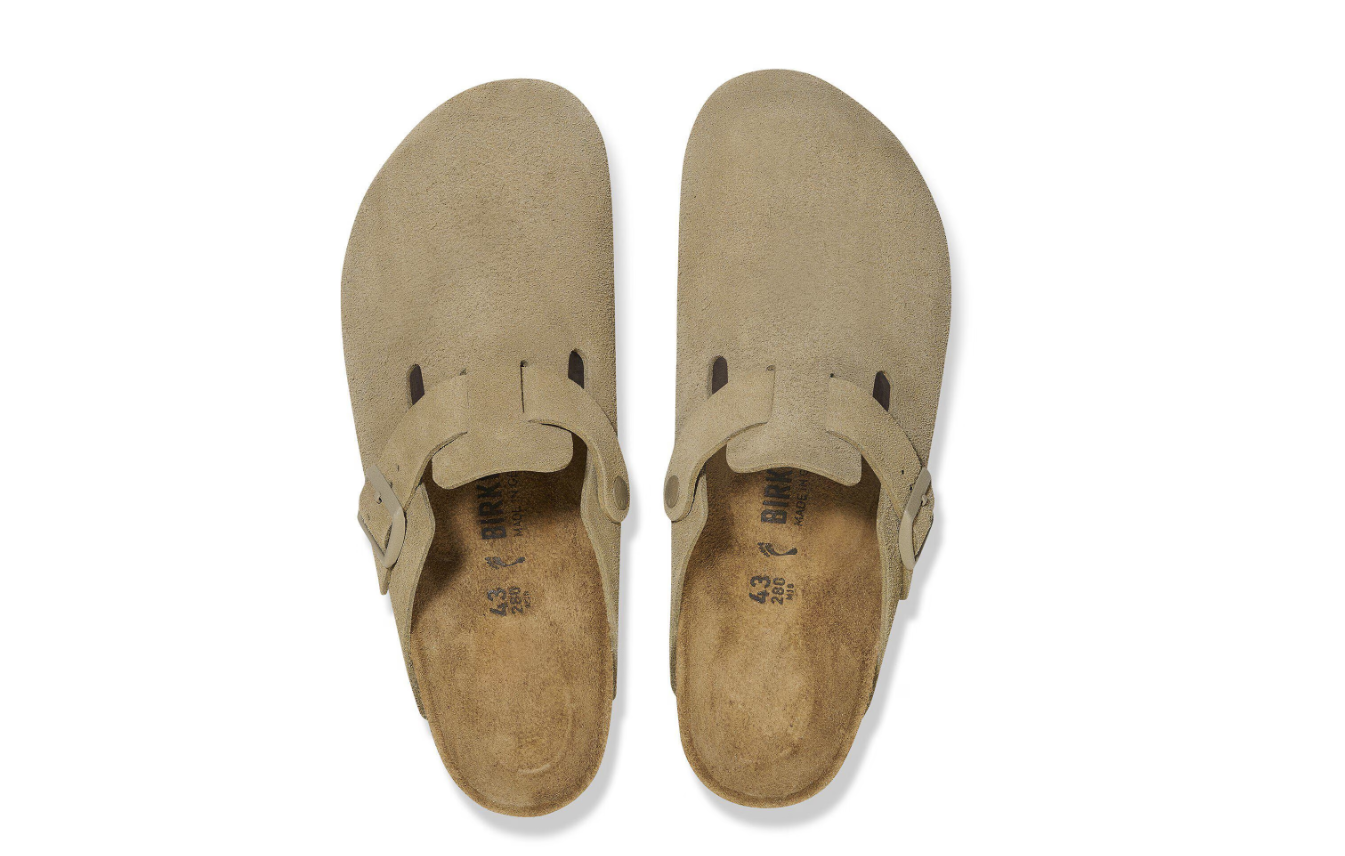 Birkenstock Boston Suede Leather Faded Khaki