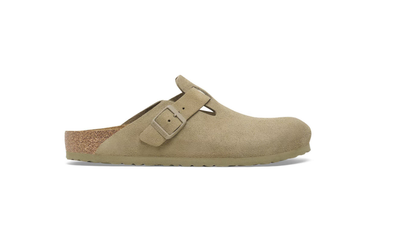 Birkenstock Boston Suede Leather Faded Khaki