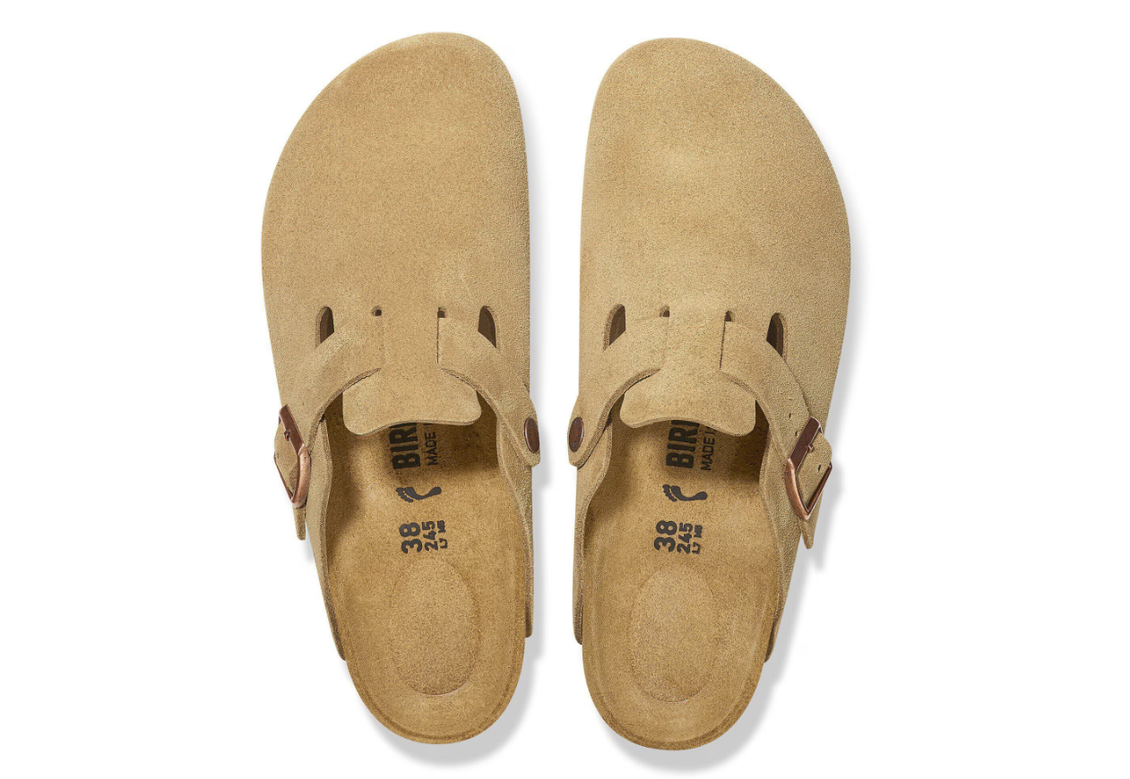 Birkenstock Boston Suede Leather Latte Cream