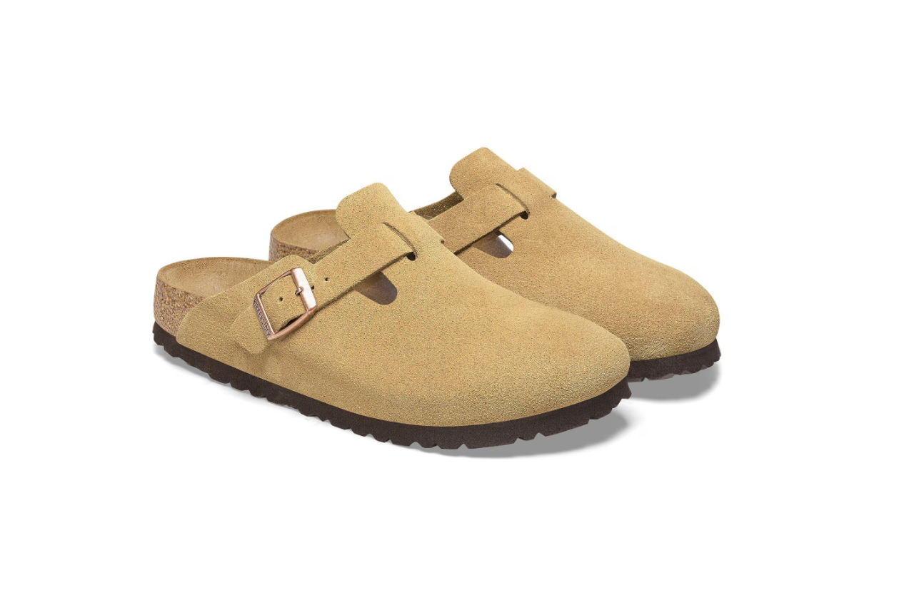 Birkenstock Boston Suede Leather Latte Cream