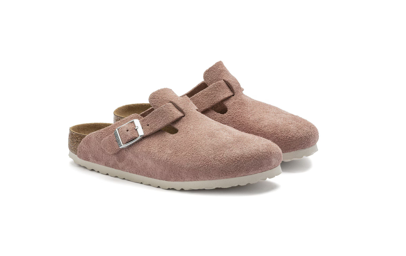 Birkenstock Boston Suede Leather Clog Pink Clay